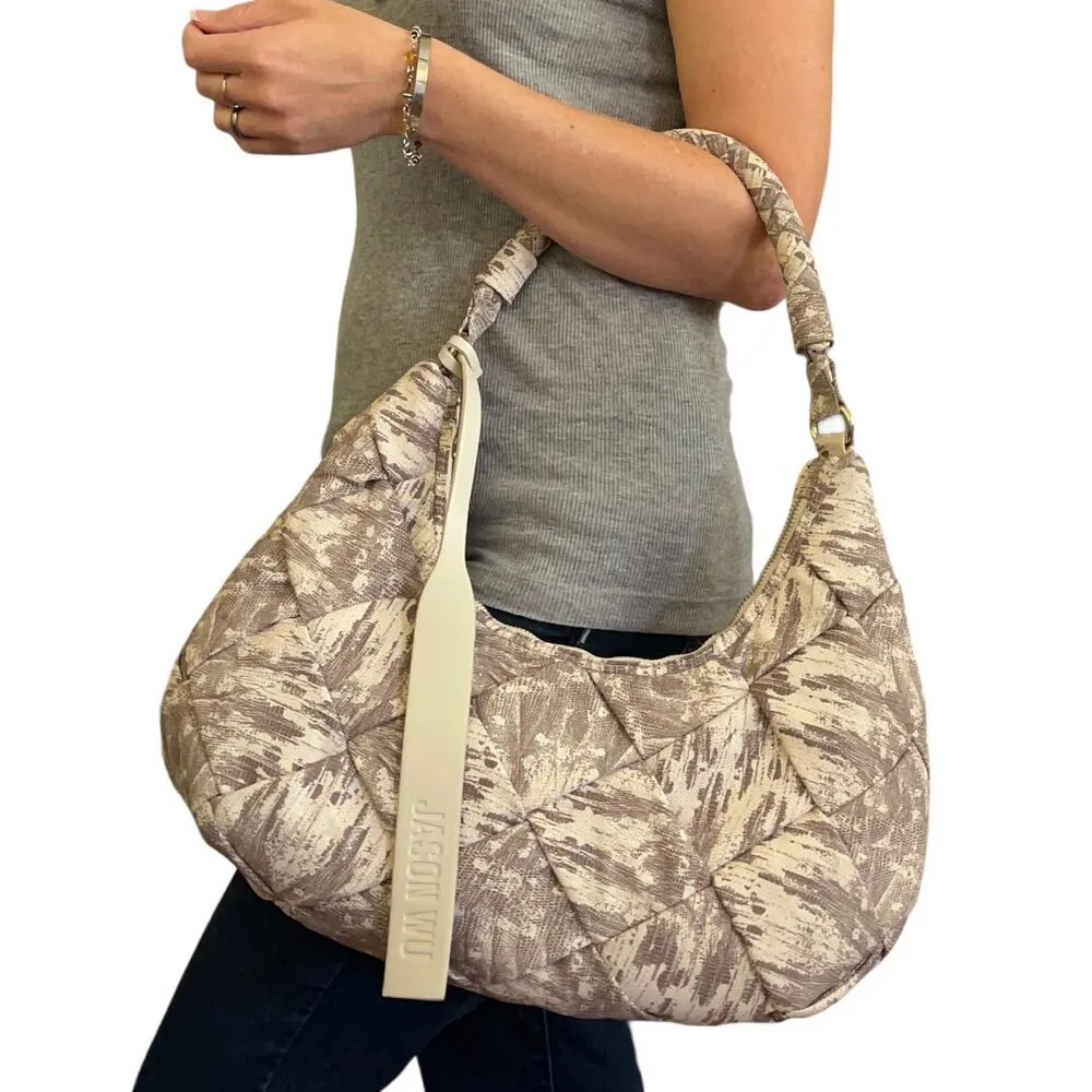 NWOT Dylan Woven Ivory Lizard Print Shoulder Bag Purse Handbag - Image 2