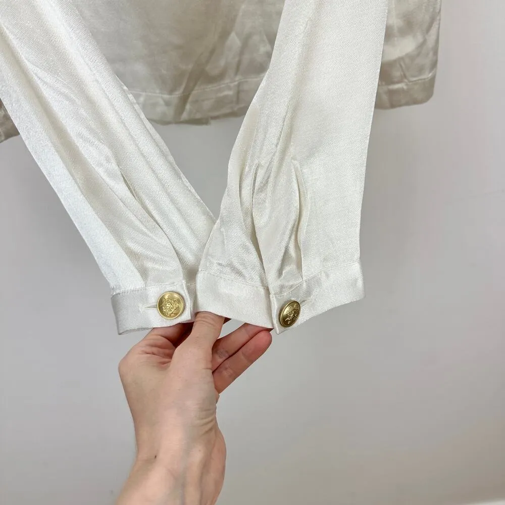 J.Crew Lady Shirt Jacket Luster Crepe Satin Viscose Gold Buttons Ivory Large NWT - Image 8