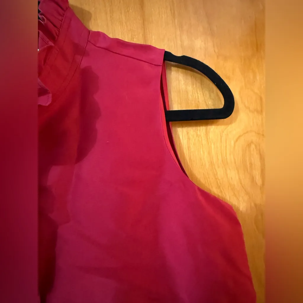 Talbots Doupiini Pure Silk Sleeveless Top Blouse Ruffle Collar Colorful Vintage - Image 7