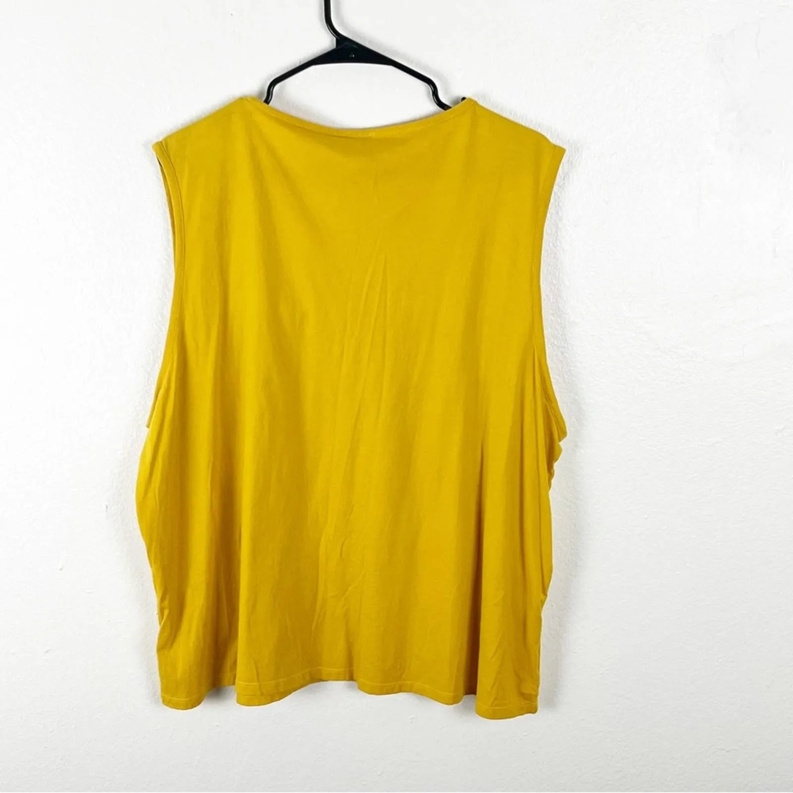 J. CREW Factory 100% Cotton Gold Sleeveless Embroidered Floral Tee, Size 3X - Image 2