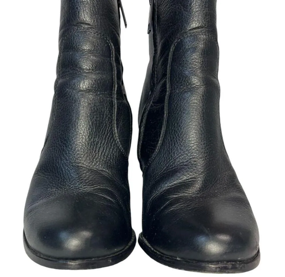 Joie Boots Womens 9.5 Leather Dalton Side Zip Cone Heel Ankle Booties Black - Image 4