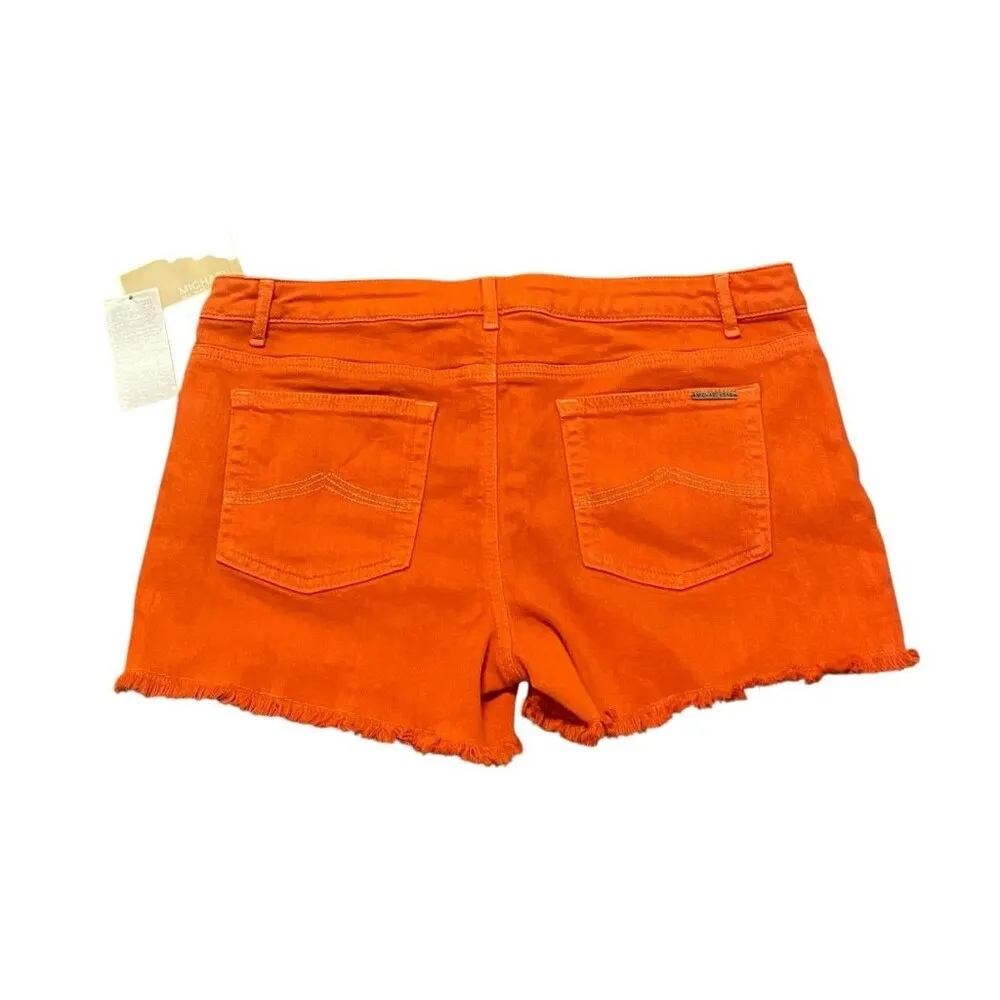 Michael‎ Kors Shorts Denim Women’s 10 Orange 3” Inseam Frayed Hem $80 NWT - Image 2