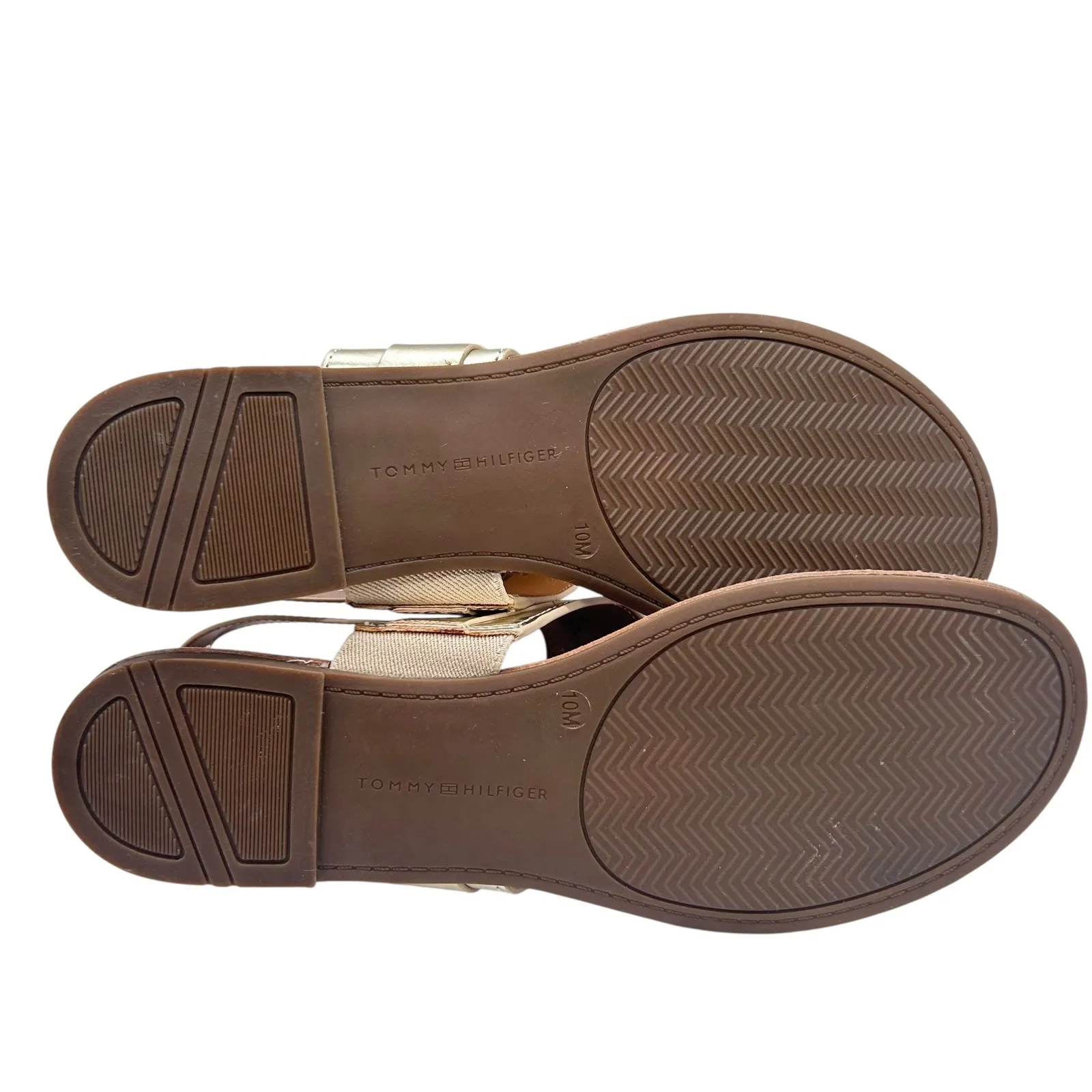 Tommy Hilfiger Thong Sandals Womens 10M Gold Buckle Detail‎ Summer Shoes - Image 8