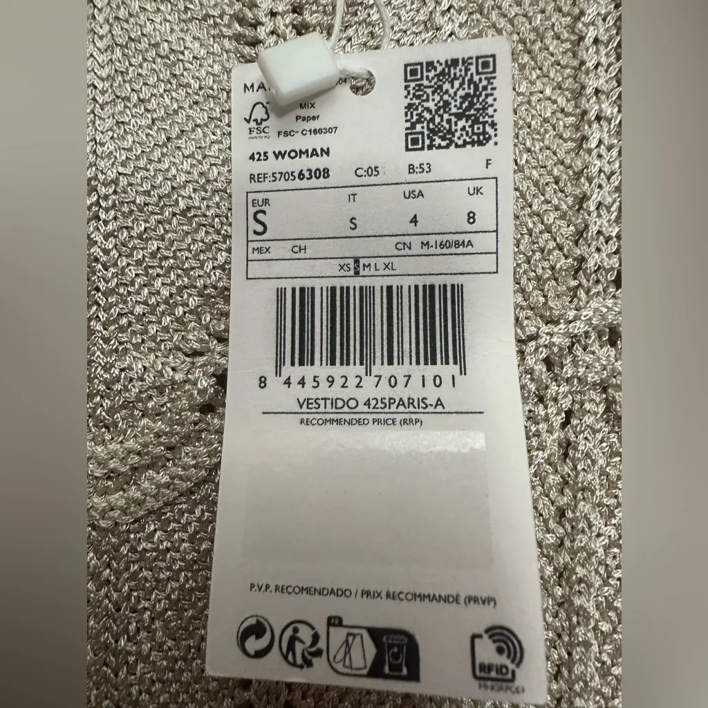 Mango Fringed Hem Sleeveless Sweater Dress Size 4 In Ecru Crew Neck Boho NWT - Image 4