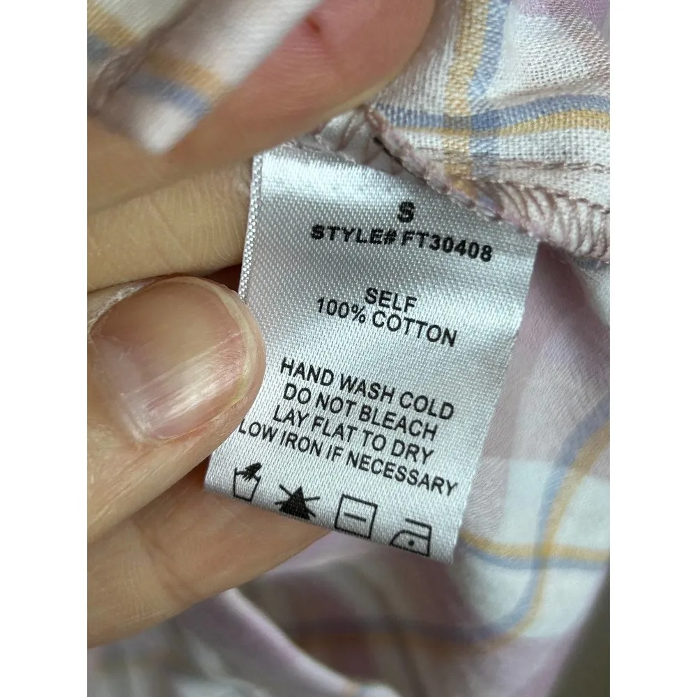 Auro Button Up Oversized Plaid Shirt Size Small Pink Neutral *New* - Image 5