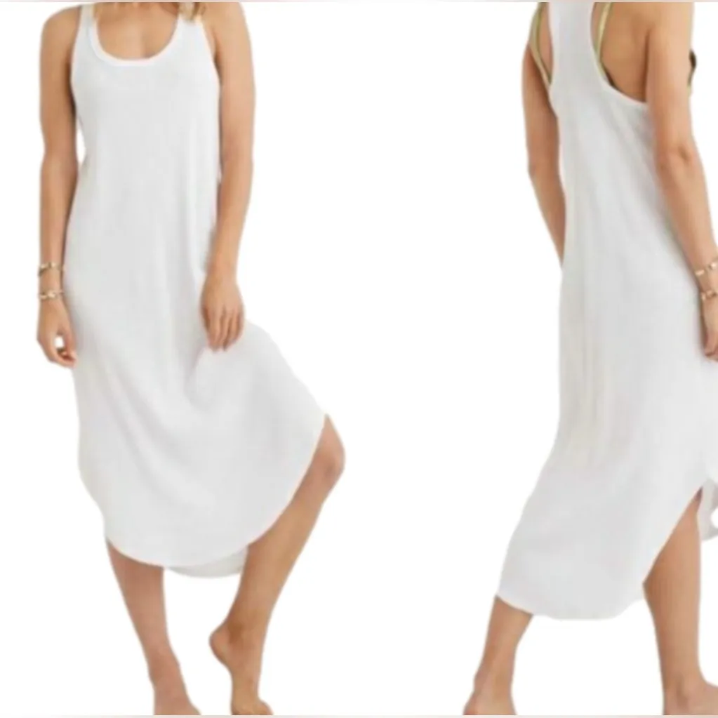 Aerie Women’s White Ribbed Midi Summer Racerback Tank Dress Size Med‎ - Image 7