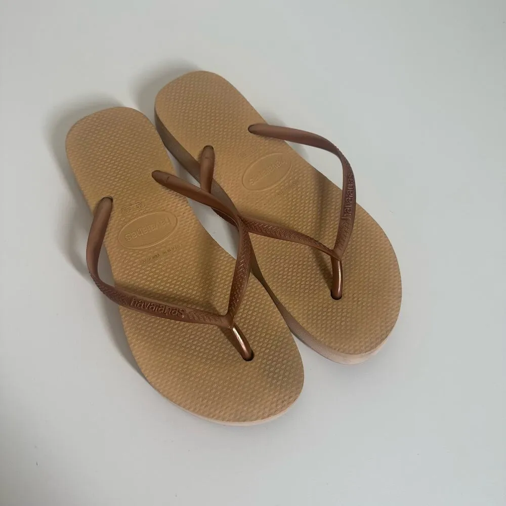 Havaianas Women's Slim Flatform Rose Gold Flip Flops Size 9-10 Pink Summer - Image 9