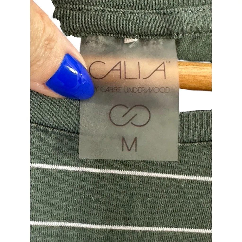 Calia For Carrie Underwood Relaxed Fit Green Striped T - Image 5