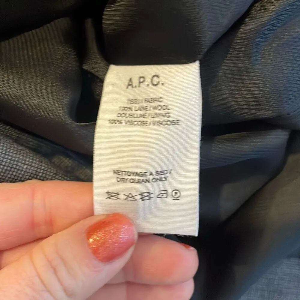 A.P.C. Rue Madame 100% wool grey double breasted blazer 36 Black - Image 8