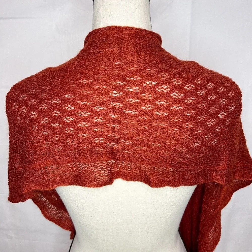 Blue Pacific Cashmere and Boiled Wool Open Knit Scarf Shawl One - Image 5