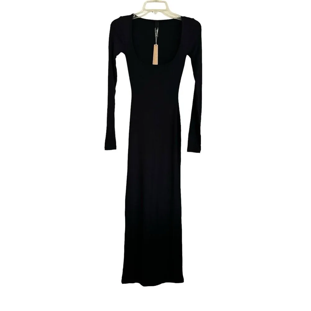 Skims Women's Solid Soft Lounge Long Sleeve Dress Onyx Size Small NWT - Image 5