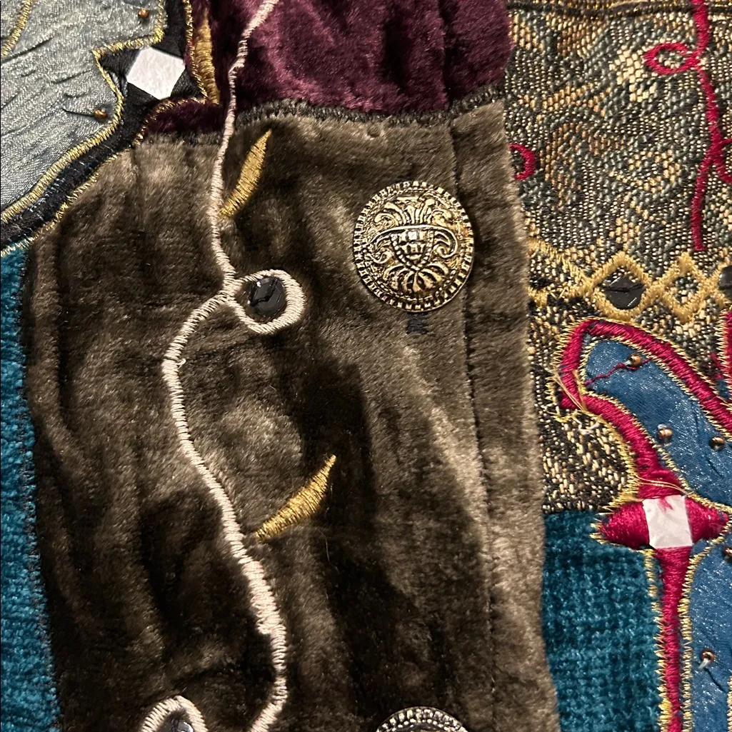 Alex Kim Patchwork Embroidered Women’s PM Boho Artsy Quilted Statement Coat Green Size undefined - Image 8