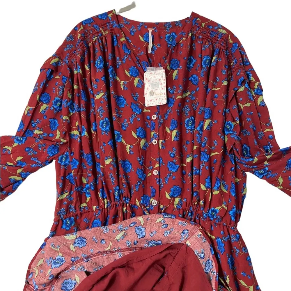 Free People Mini Flower Fields Mini Burgundy Dress S/P - Image 25