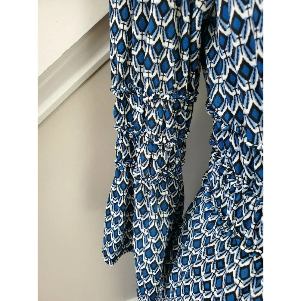 Sophie Max Women's Blue Polyester V-Neck Long Sleeve Knee Length Dress Size S - Image 6