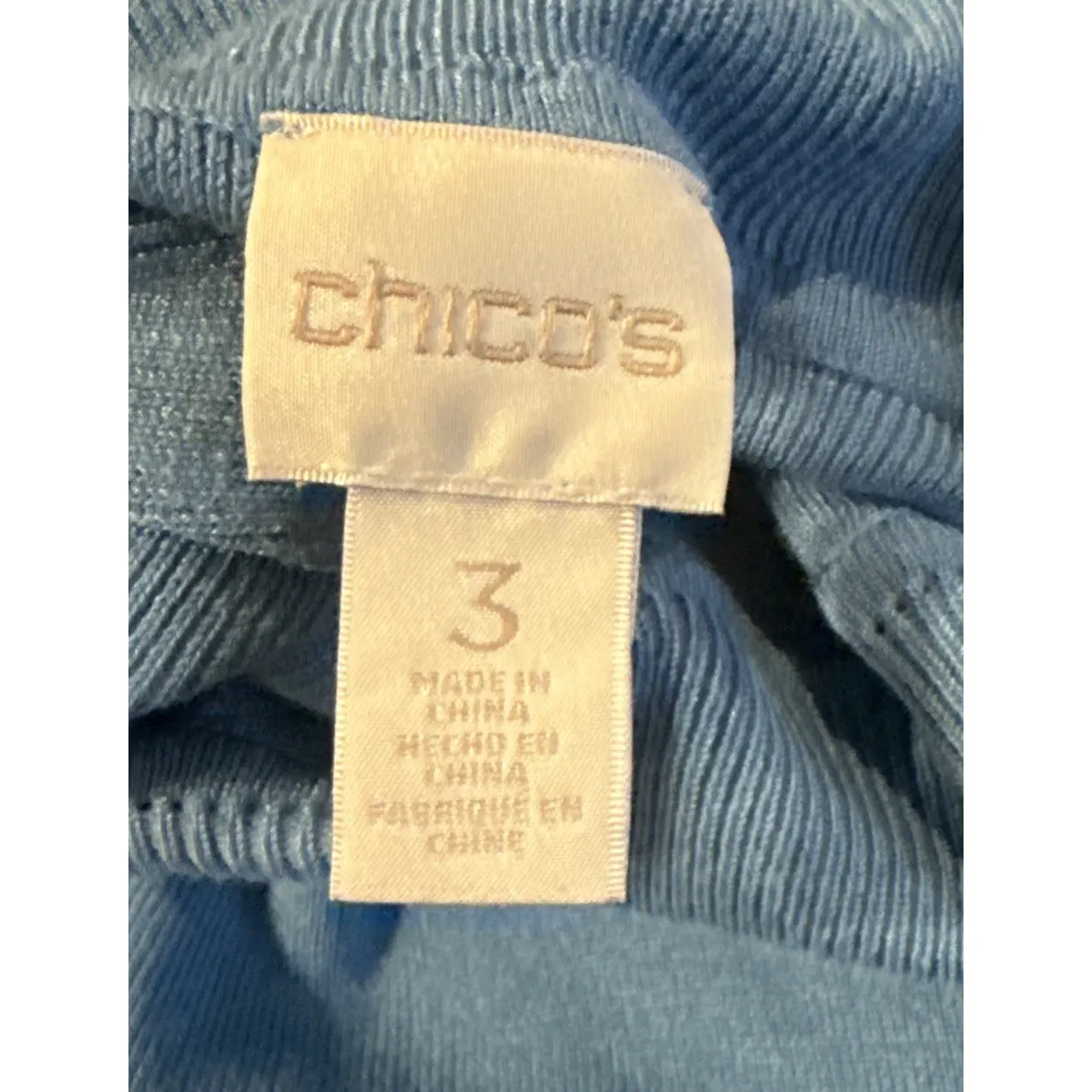 Chicos 3 US XL Blue Turtle Neck Sweater Blouse Top Pullover Preppy Beach Classic - Image 3
