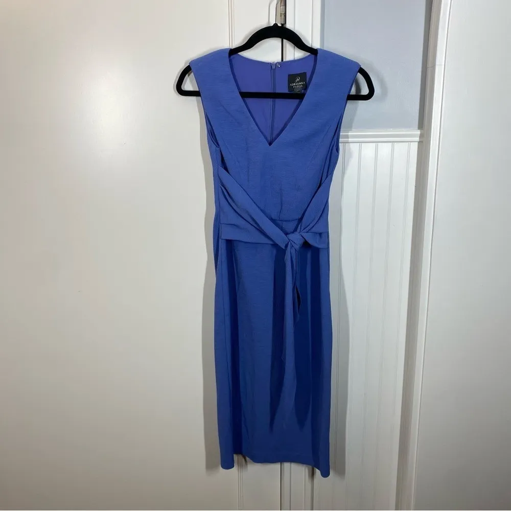 Adrianna Papell Rio Knit Draped Tie Sheath Dress Lavender Lake size 2 wedding‎ - Image 3