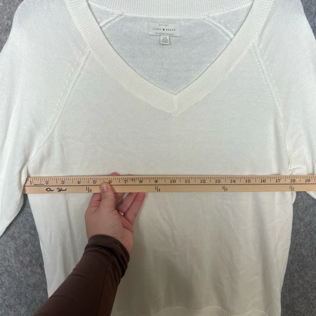 Lucky Brand Woman Size Large V neck long‎ sleeve knit sweater - Image 6