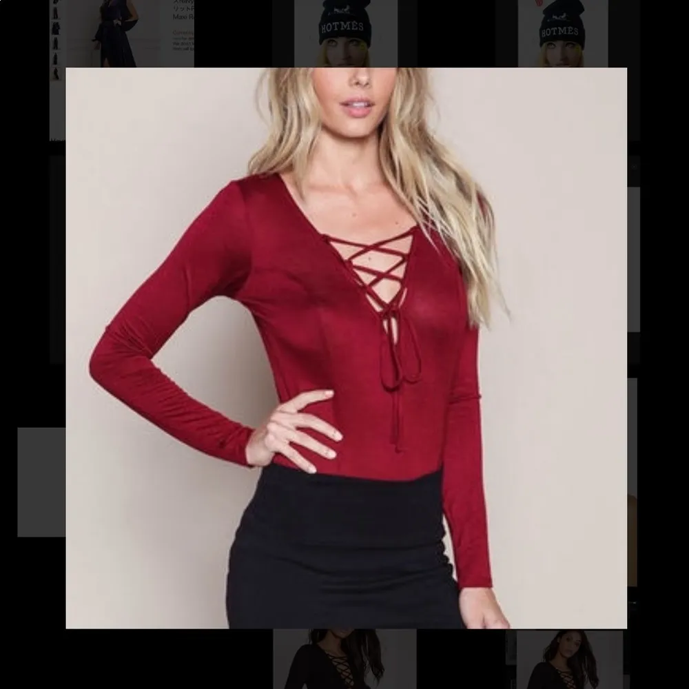 Love culture olive lace up bodysuit - Image 2