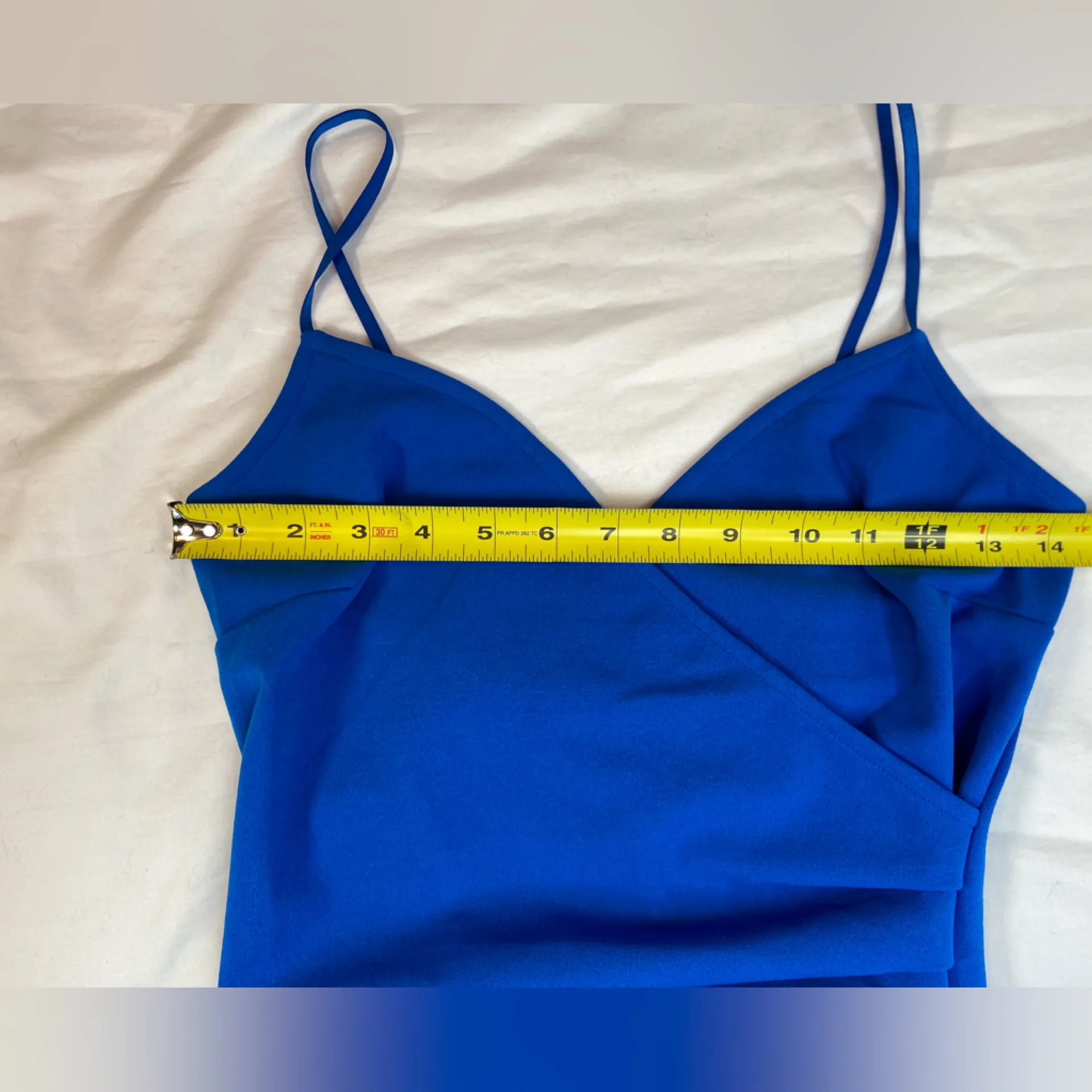 Windsor  Long Dress High Slit Royal Blue Wrap Front‎ Ruched on Side Size Small - Image 6