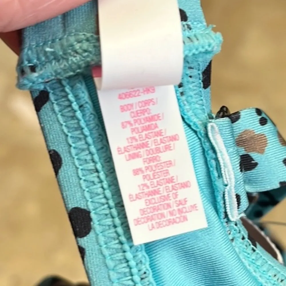 Victoria’s Secret Bikini Swimsuit Blue Leopard Bandeau 32D S Small New - Image 5