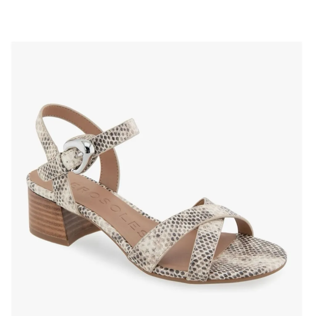 Aerosoles | Cinzia Roccia snake print neutral low heel sandals - Image 6