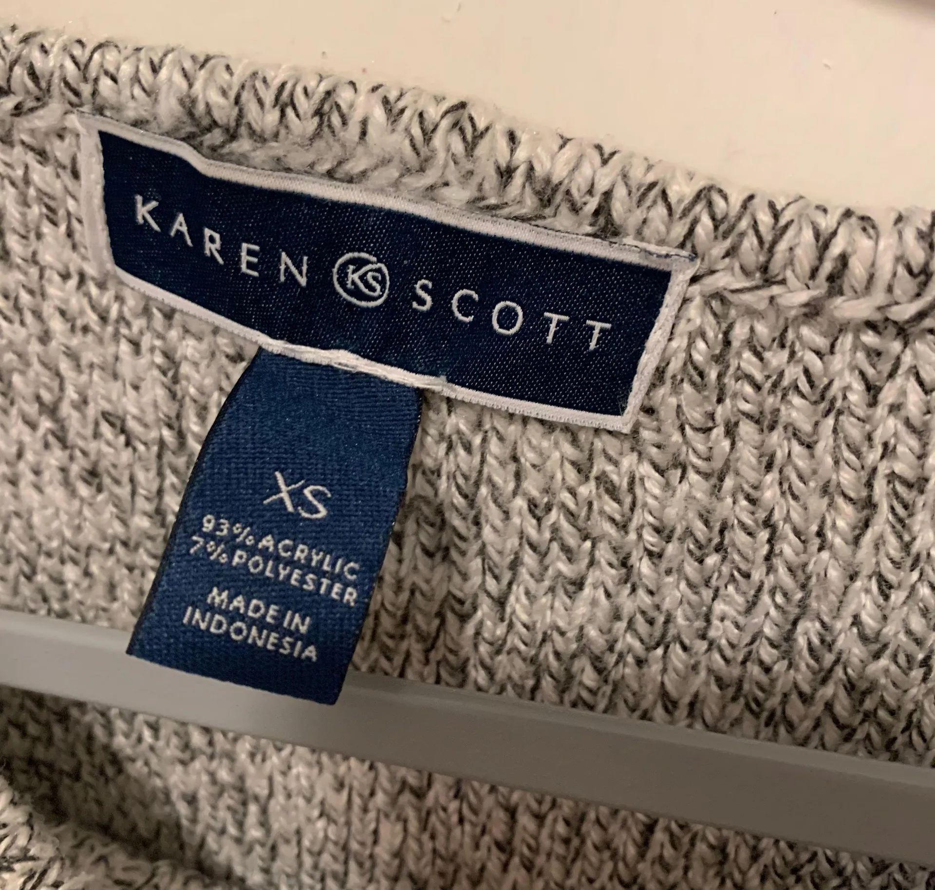 Karen Scott Grey White Marled Cable Knit Boatneck 3/4 Sleeve Sweater Size XSmall - Image 4