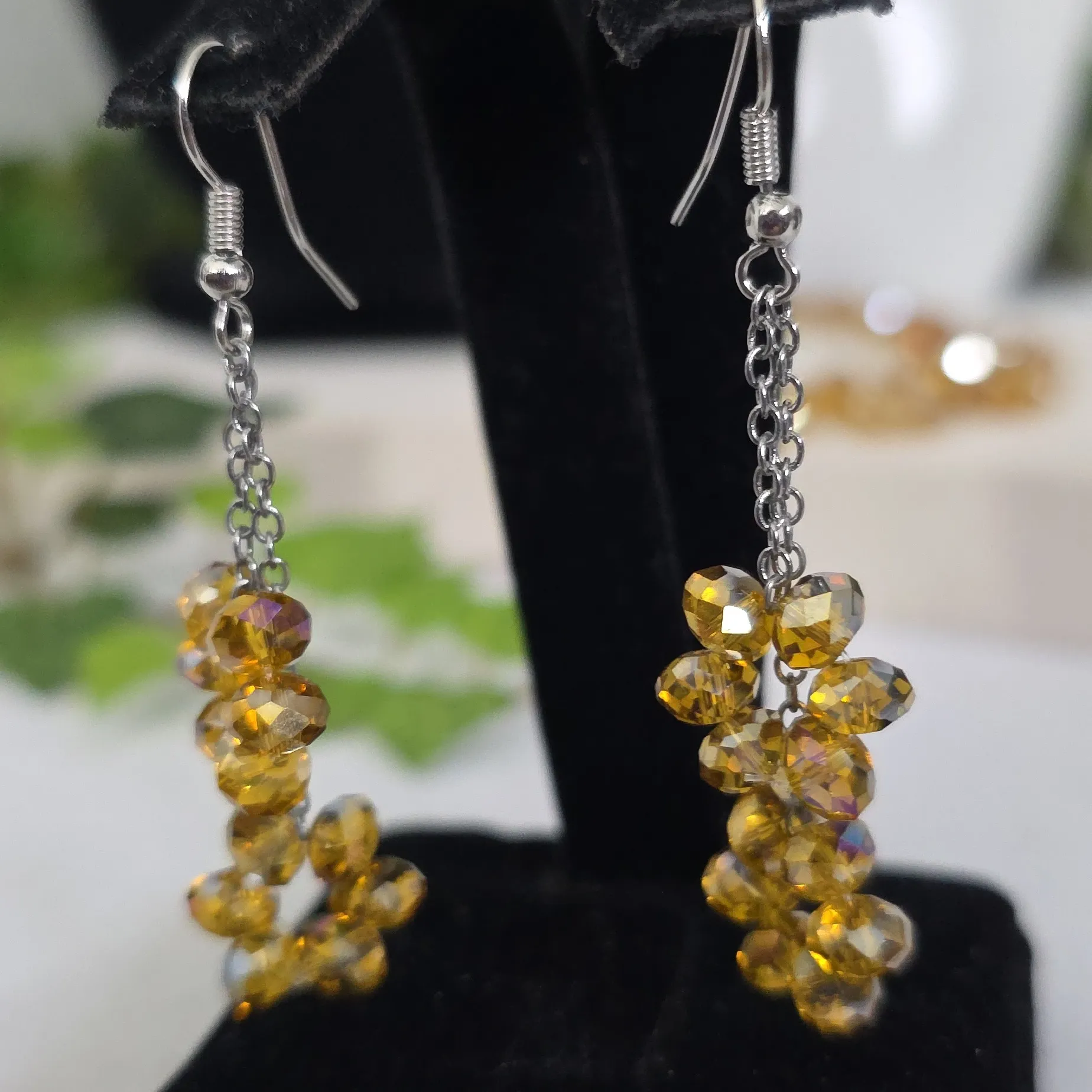 Champagne AB Crystal Bead Necklace Bracelet Earrings Set - Image 9