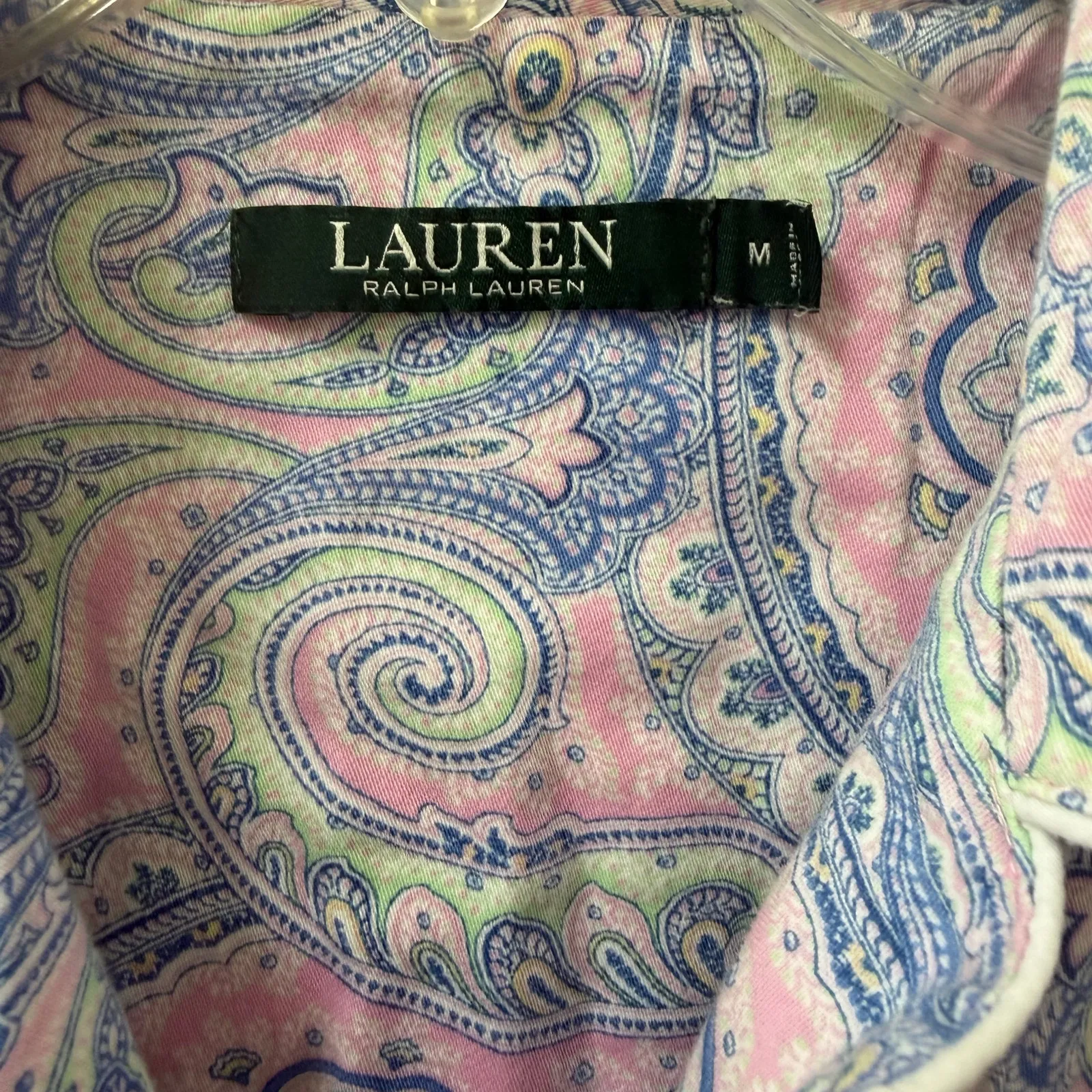 Lauren Ralph Lauren Paisley Sleepshirt Size Medium Button Down Preppy Lounge - Image 4