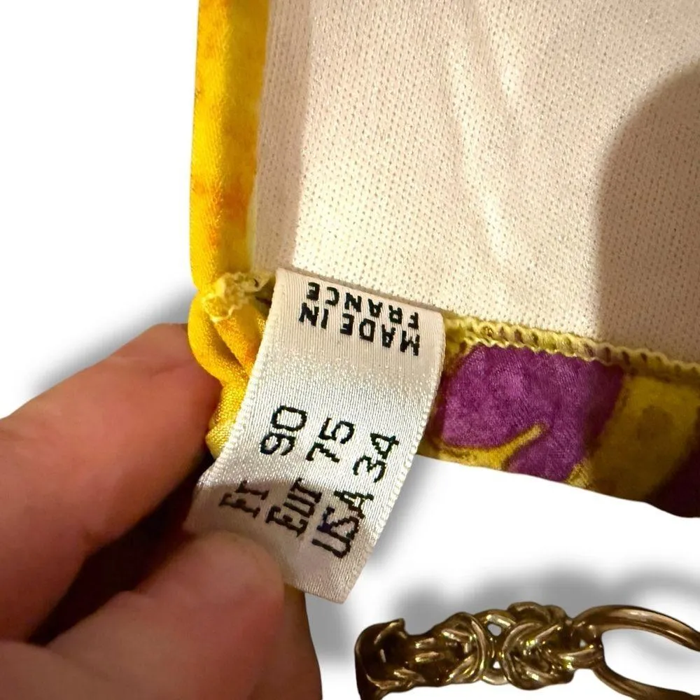 Pain deSucre Multicolor Paisley Print Halter Tie Tie Chain Back Bikini Top Sz 34 Yellow Size M - Image 4