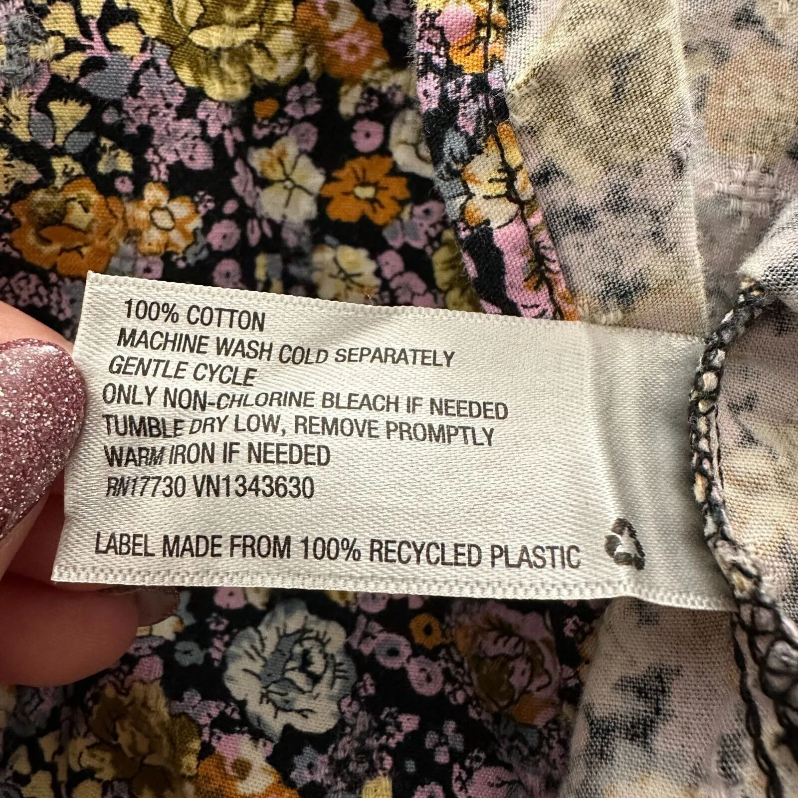 Universal Thread Women Floral Print Ruffle Neck Cottagecore Blouse S 100% Cotton - Image 8