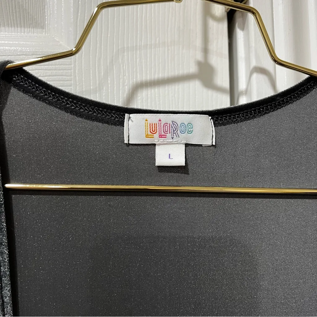 Velvet Lularoe Size Large Grey Velvet Sarah Cardigan Long Duster With Pockets - Image 10