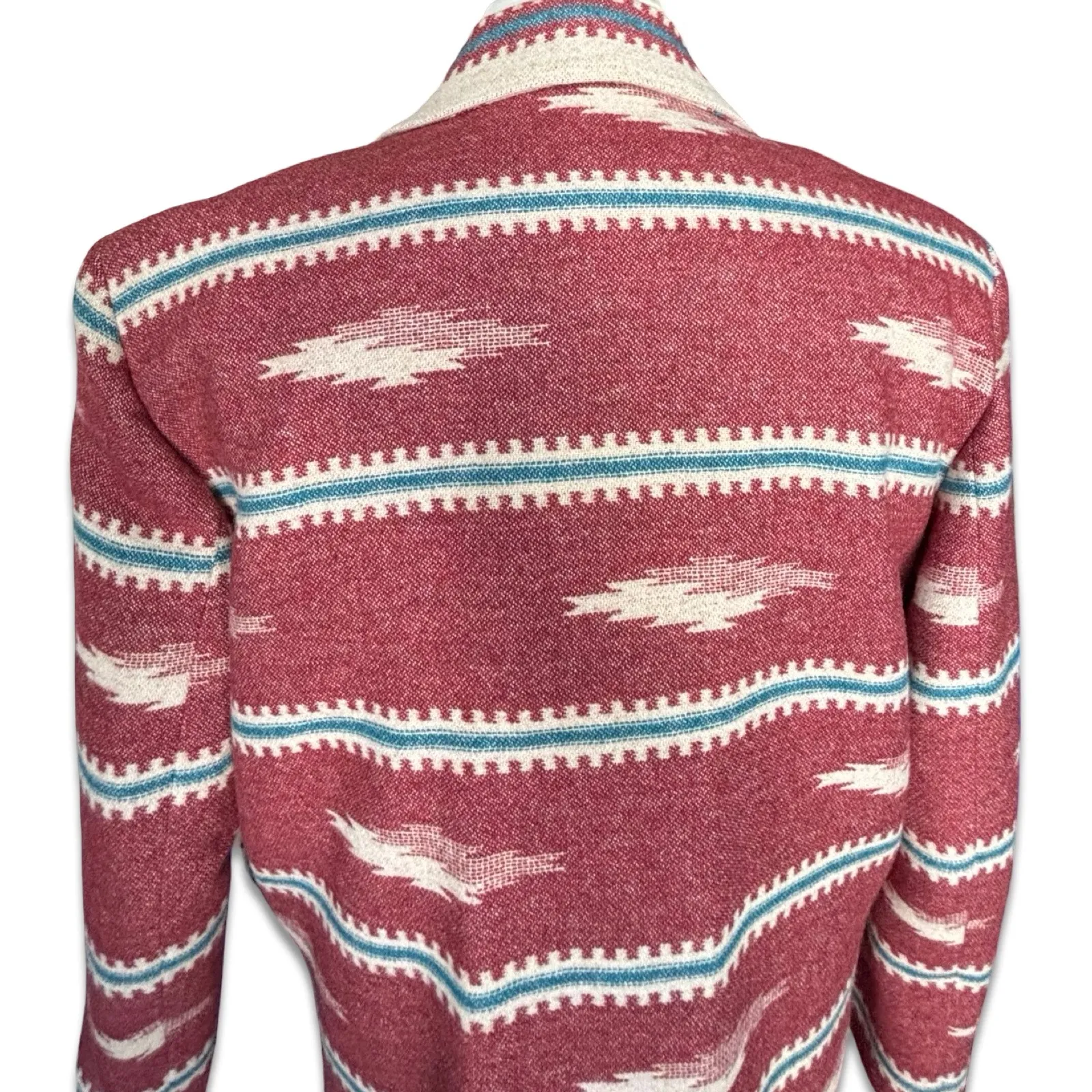 Vintage 90s Red Southwestern Wool Blazer Jacket Size Large Oversized Boho Ranch - Image 10