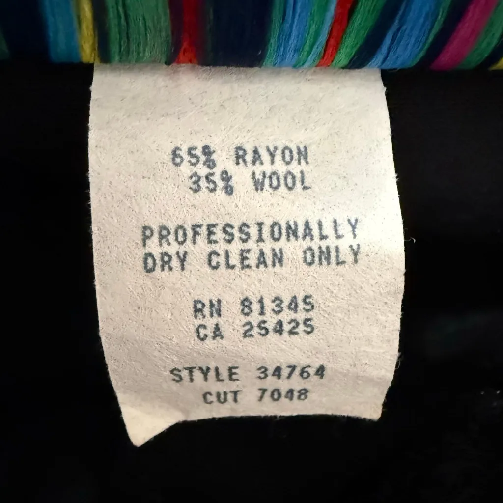 Vintage On The Verge Black Wool Blend Jacket Faux Fur Collar Womens Large - Image 8