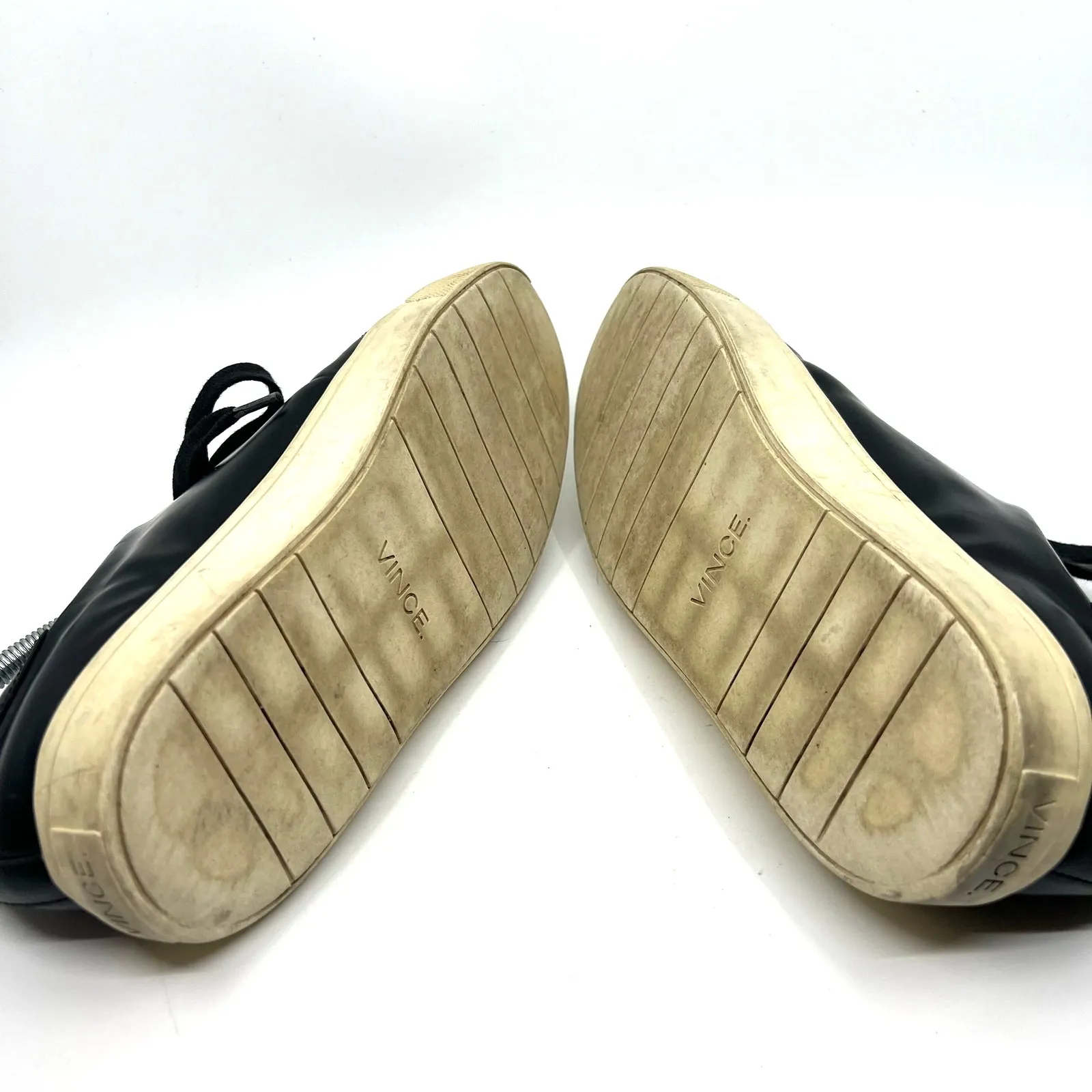 VINCE Bale Black Leather Sneakers Women's 8.5 US - Image 8