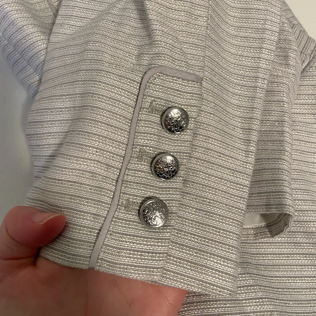 EUC White House‎ Black Market women’s silver metallic buckle tweed blazer jacket - Image 7