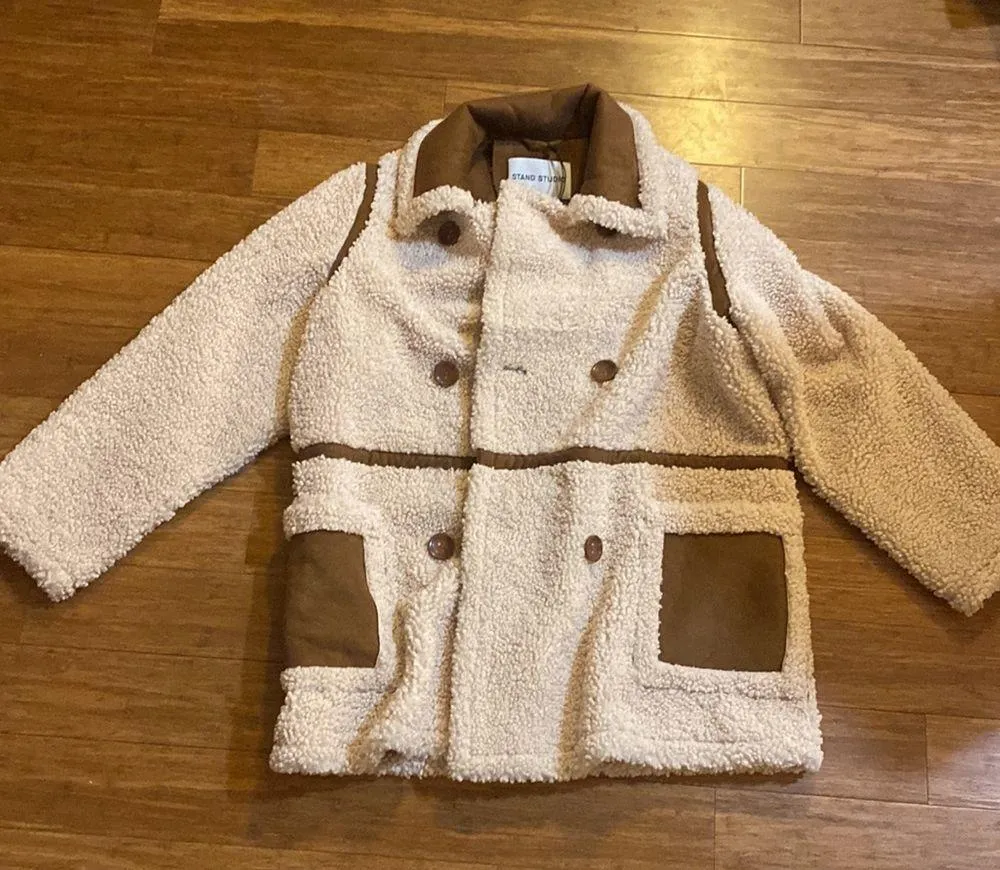 Stand Studio Chloe Double Breasted FauxShearling Jacket size US 8 - Image 6