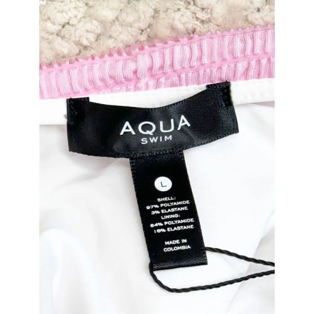 AQUA Ribbed Bikini Bottom Swimwear in Pink Size Large NEW - Image 6