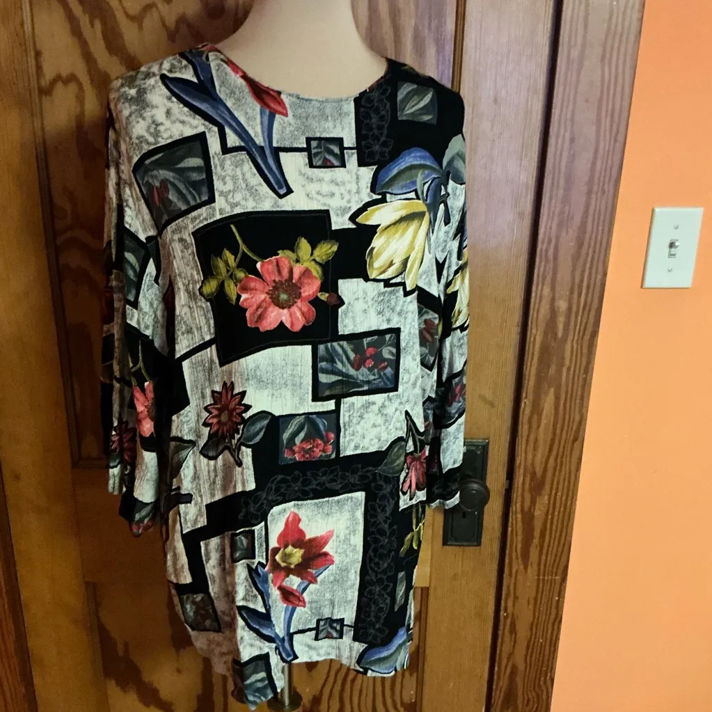 Vtg 80s floral patchwork top Size 1X - Image 8
