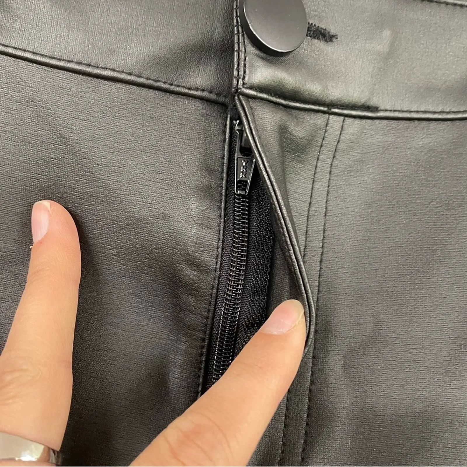 Torrid Black Faux Leather High Rise Moto Pants Womens 22R Zipper Details - Image 4