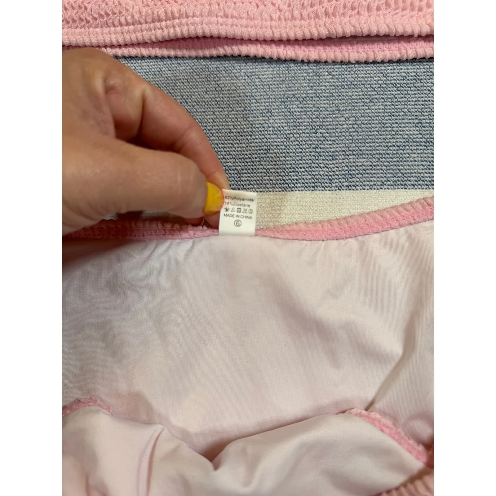 NWOT Flirty Pink One Shoulder Bikini Set | Smocked High Cut Swimwear – Sz Large - Image 8