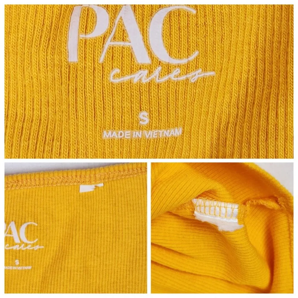Pac Cares by PacSun Tie Front Lace Up Crop Top Size S Saffon Orange Yellow - Image 3