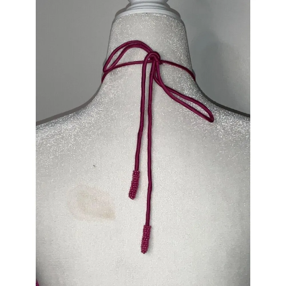 Retrofete Hendrix Dress in Fuchsia Rose Tiger Stripe Large New Long Maxi Gown Pink - Image 9