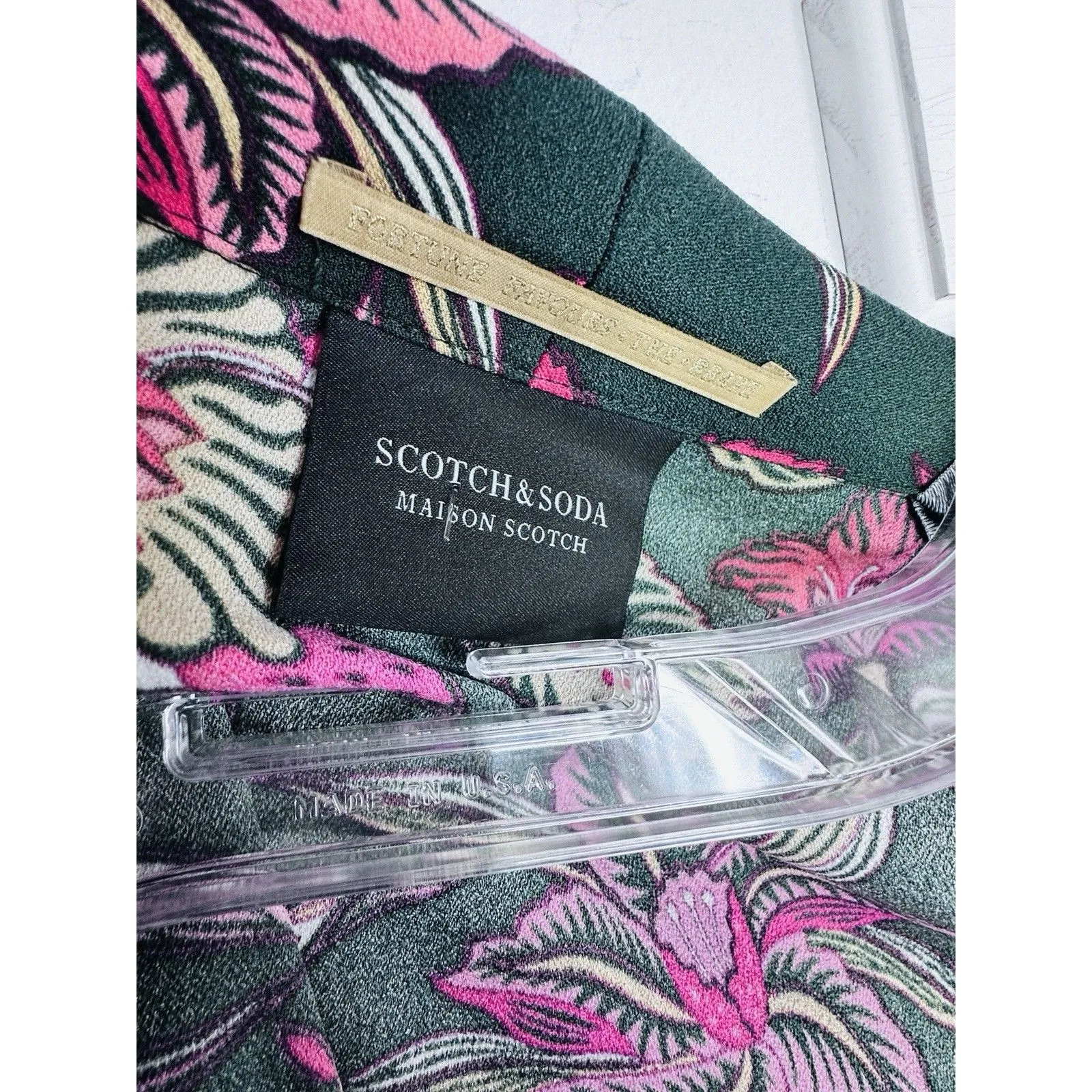 SCOTCH&SODA Single Button Floral Regal Pattern Blazer Women's Size L Green Boss - Image 5