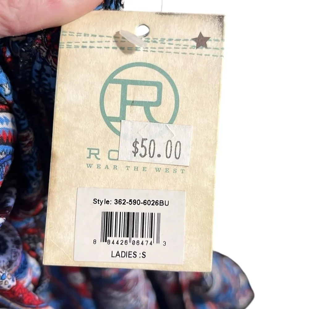 Roper Blue and Red Graphic Long Sleeve Romper with Pockets - Image 8