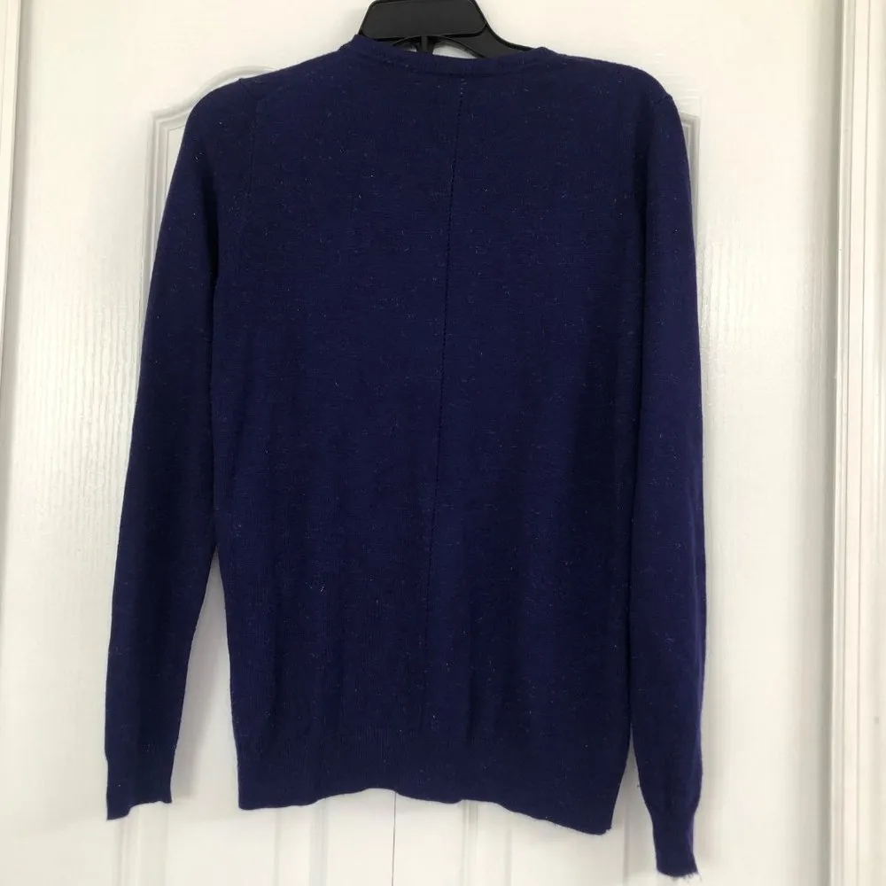 Original Nicole Miller womens silver thread button front cardigan blue small - Image 4