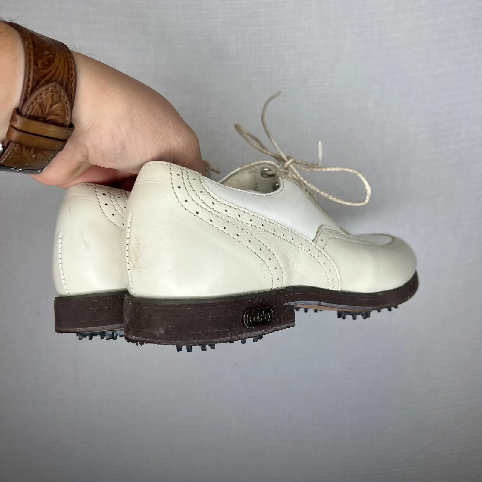 FootJoy Europa Collection Golf Shoes Womens 7M White‎ Leather Lace Up - Image 3