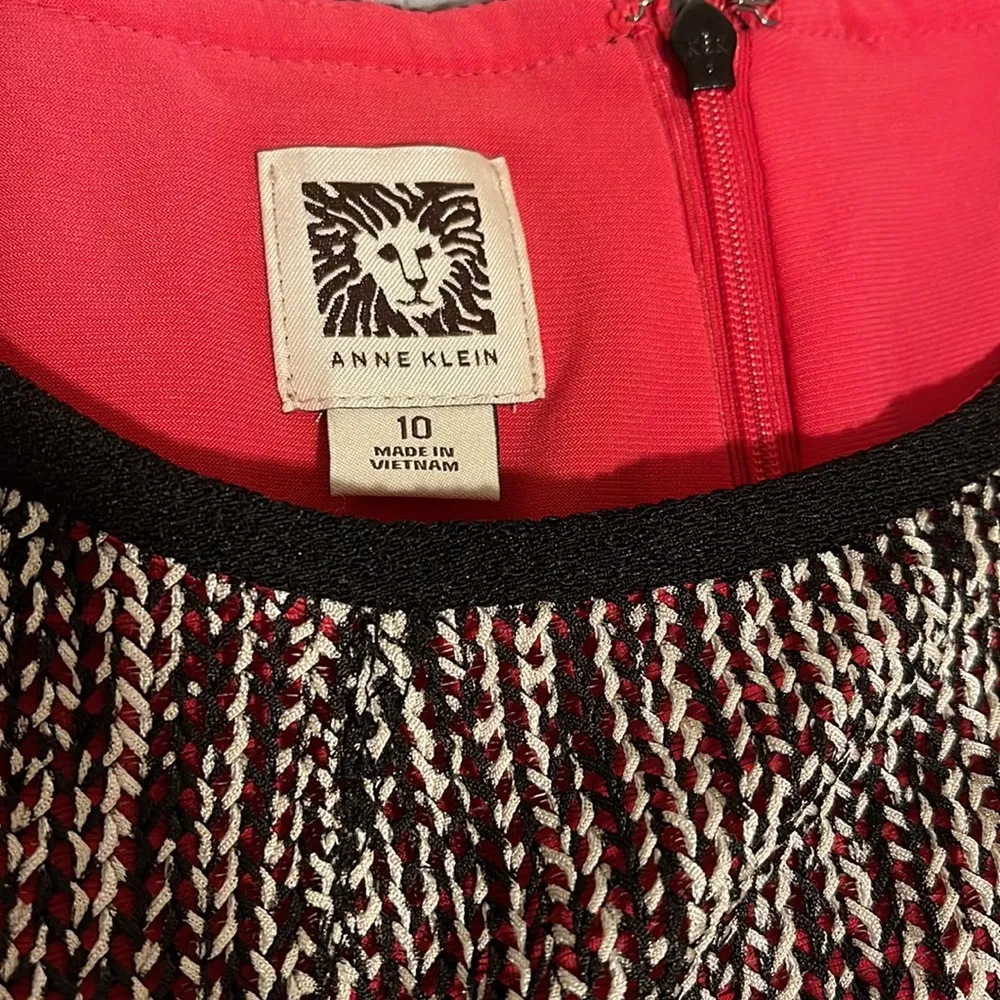 Preowned Anne Klein Textured Woven Belted Sheath Dress - Image 3