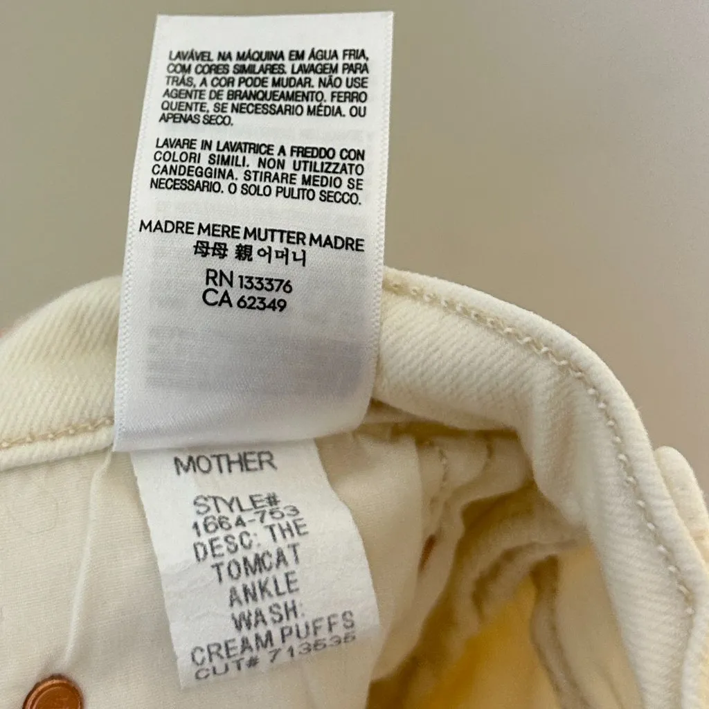 MOTHER The Tomcat High Waisted Jeans in Wash Cream Puffs Size US 29 White - Image 12