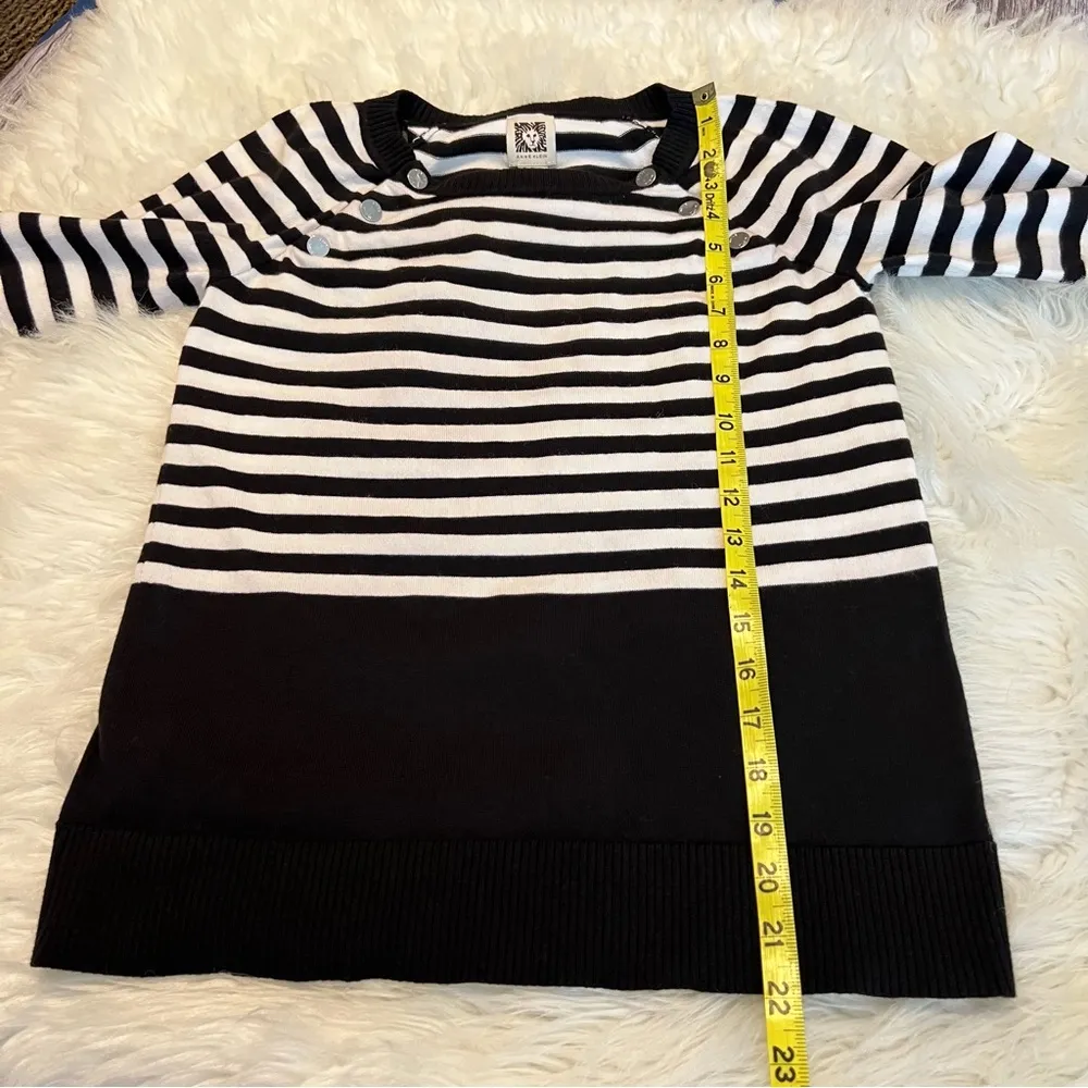 Anne Klein Striped Color Block Sweater Top Women’s Size Small Snap Detail Soft - Image 7