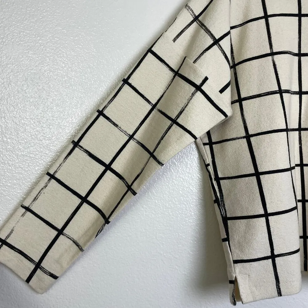 Make It Good Apparel Sweatshirt Pullover Womens M Black Grid Handmade Oregon USA - Image 7